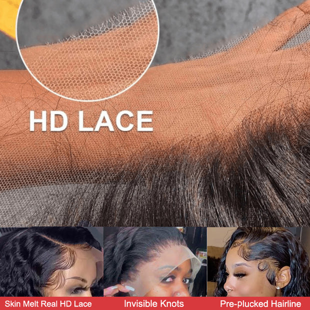 Deep Wave Human Hair Lace Front Wigs Glueless HD Lace Wig Pre Plucked