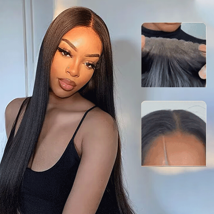 Pre-All 13X6 Glueless Pre Cut Pre Bleached,Pre Plucked Straight Wigs Invisible HD Lace Front Human Hair Wigs