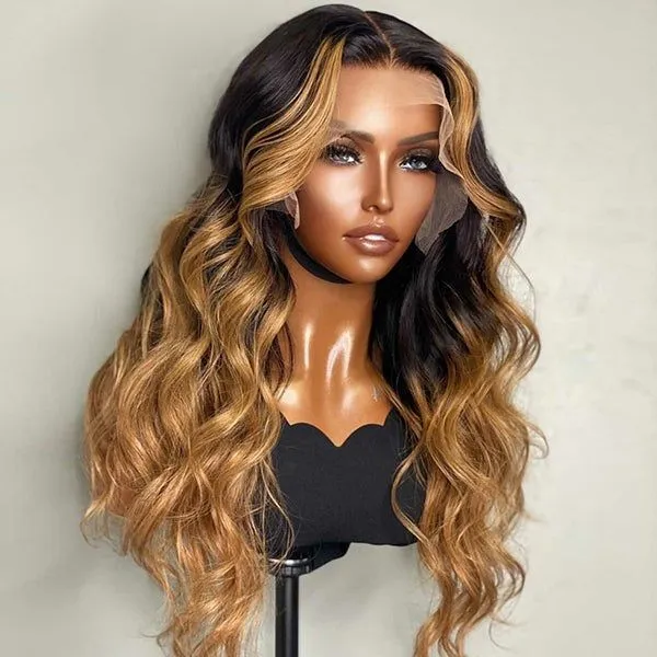 New Colored T1B4/27 HD Lace Ombre Lace Front Wig Deep Wave Body Wave Straight Human Hair Wig For Black Women