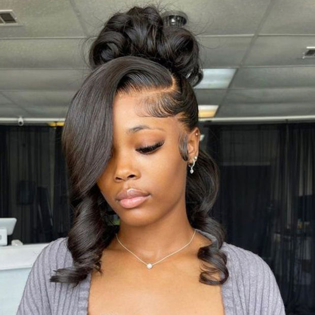 $100 OFF|Blonde Highlight 360 Transparent HD Lace Front Body Wave Natural Black Human Hair Wigs