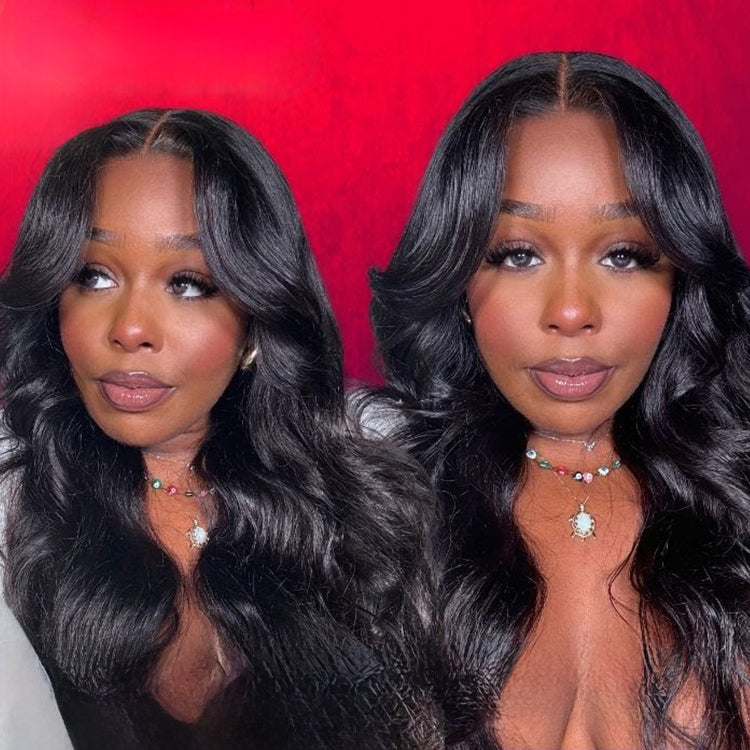 glueless body wave wig with bang