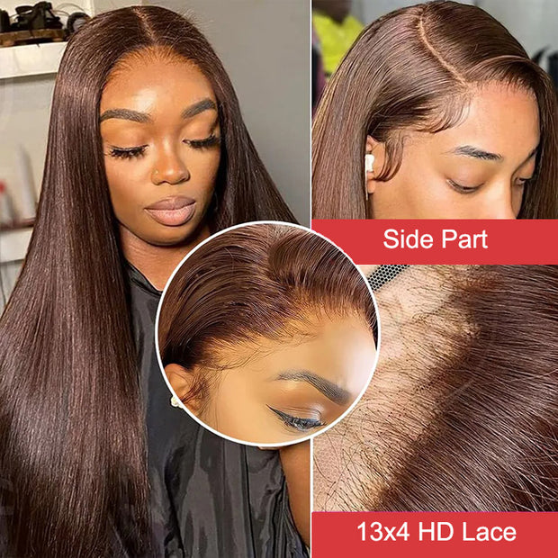 Chestnut Dark Brown Color Wig Loose Wave HD Lace Front Wig