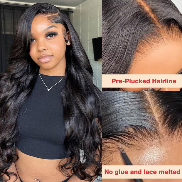 Upgraded 8x5 HD Lace Wig Pre Cut Lace Body Wave Quick & Easy Glueless Wig With Breathable Cap