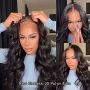 Pre-All 3D Bouncy Body Wave Glueless Wigs 13x6 Invisible HD Lace Front Human Hair Wigs Pre Cut Pre Bleached Pre Plucked