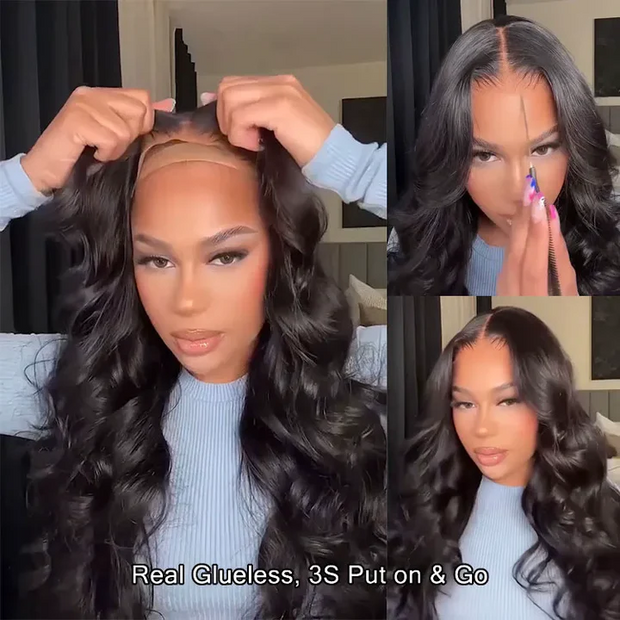 Pre-All 3D Bouncy Body Wave Glueless Wigs 13x6 Invisible HD Lace Front Human Hair Wigs Pre Cut Pre Bleached Pre Plucked