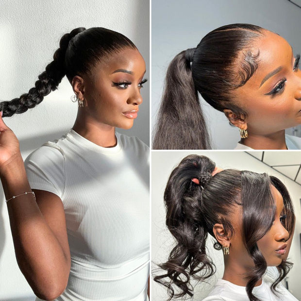 New Upgrade Hidden Elastic Strap 360 HD Lace Front Wig Straight Human Hair Wigs Snug Fit All Sizes