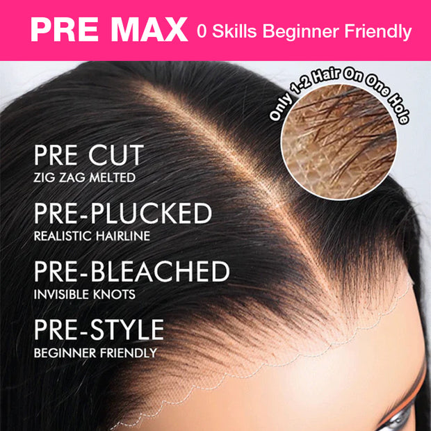 Pre-All 3D Bouncy Body Wave Glueless Wigs 13x6 Invisible HD Lace Front Human Hair Wigs Pre Cut Pre Bleached Pre Plucked