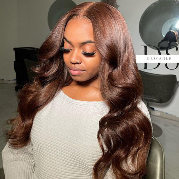 Chocolate Brown 360 Transparent HD Lace Front Body Wave Natural Black Human Hair Wigs