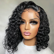 Asymmetrical Bob Deep Wave Human Hair Wig 13X4 HD Lace Front Wig