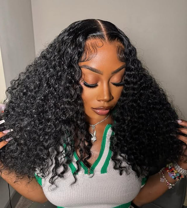 300% Density Bomb Curly HD Lace Front Wigs Pre bleached Glueless Ready To Go Human Hair Wigs
