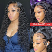 Deep Wave HD Transparent Lace Front Wigs Human Hair Pre Plucked Glueless Lace Wigs