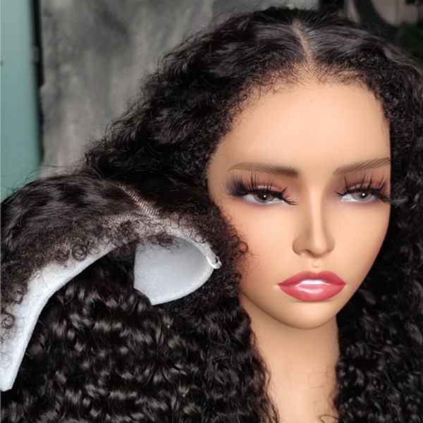 Type 4C Edges Hairline Wig Deep Curly Hair Invisible HD Lace Front Human Hair Wigs With Curly Edges