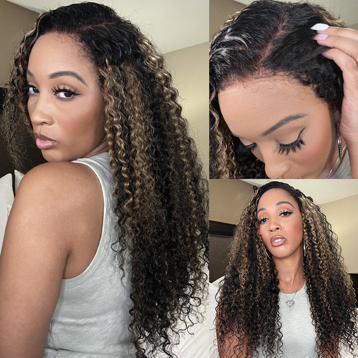 220% Density #1B27 Highlight Glueless 360 Lace Frontal Wigs With Hidden Strap Ready & Go Affordable Human Hair Wigs