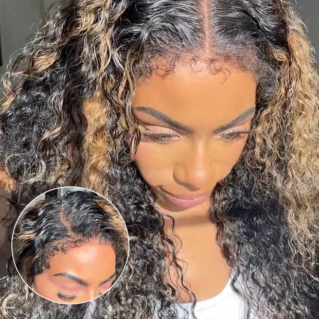 220% Density #1B27 Highlight Glueless 360 Lace Frontal Wigs With Hidden Strap Ready & Go Affordable Human Hair Wigs