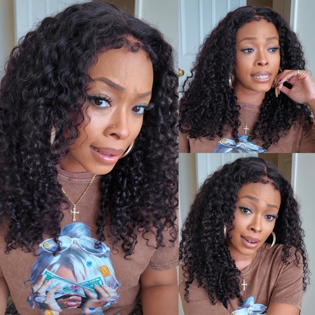 Type 4C Edges Hairline Wig Deep Curly Hair Invisible HD Lace Front Human Hair Wigs With Curly Edges