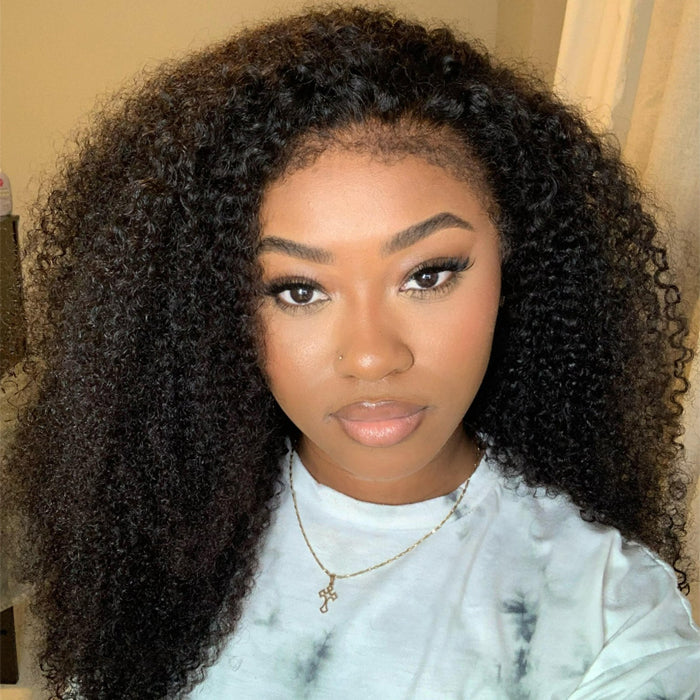 afro kinky curly wig with 4c kinky edge