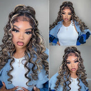 Pre All Everthing| Highlights 3D Body Wave Wig Glueless Pre Bleached Pre Cut HD Lace Wig