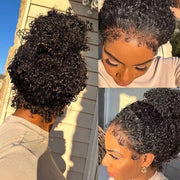 4C Edges Glueless 360 Lace Frontal Wigs With Hidden Elastic Strap kinky Straight or Curly Affordable Snug Fit Human Hair Wigs