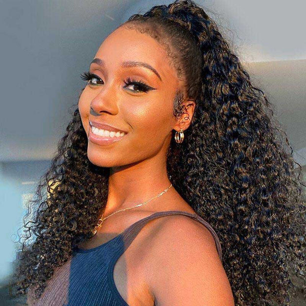 4C Edges Glueless 360 Lace Frontal Wigs With Hidden Elastic Strap Curly Affordable Snug Fit Human Hair Wigs