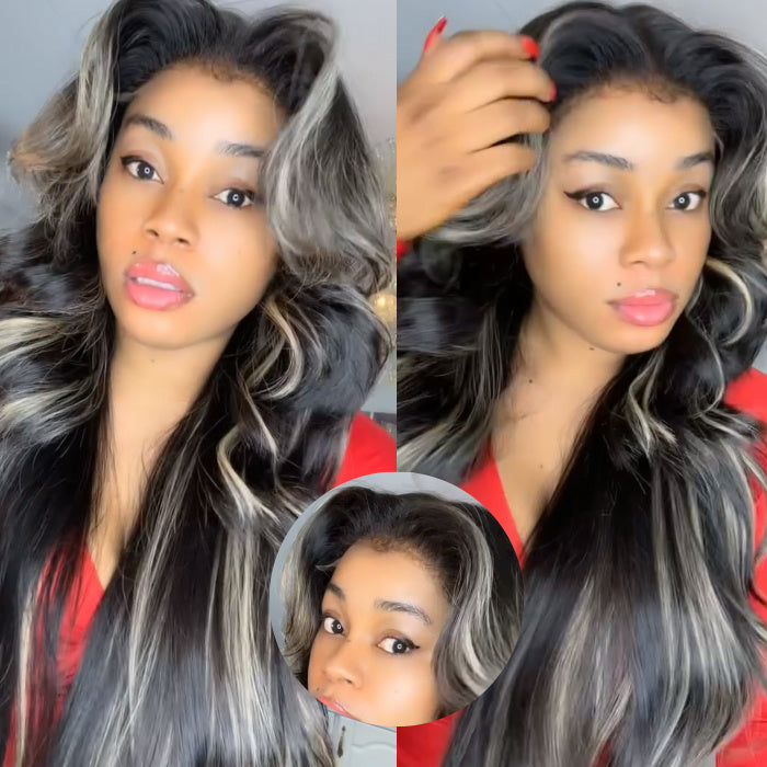4c Edges Hairline 1B/27 Highlight Body Wave & Straight Human Hair Lace Wig Kinky Culry Edges HD Lace Front Wig 180% Density