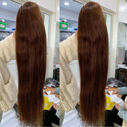 Chocolate Brown Loose Wave Human Hair Wigs for Women 13x4 HD Lace Front Wigs With Pre Plucked Hairline