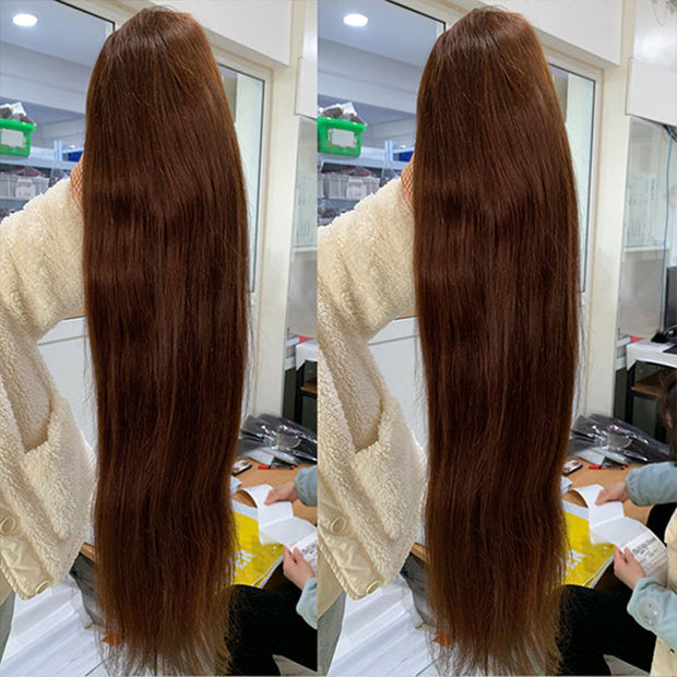 Chocolate Brown Loose Wave Human Hair Wigs for Women 13x4 HD Lace Front Wigs With Pre Plucked Hairline