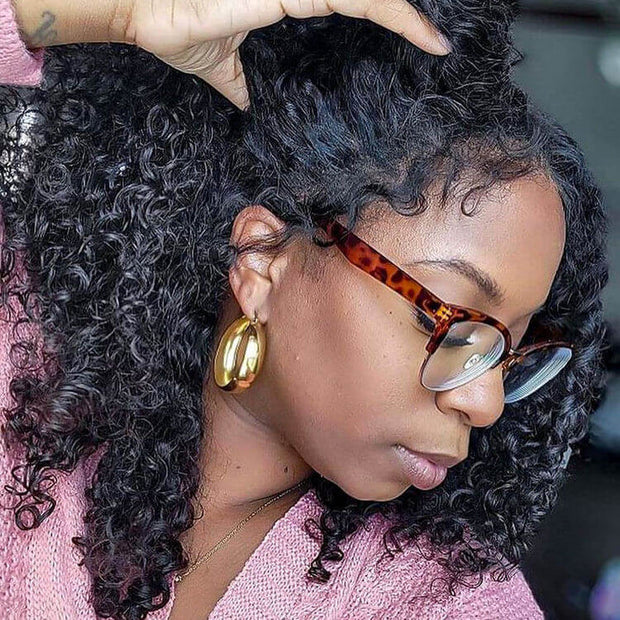 4C Curly Edges Lace Frontal Wig Invisible HD Lace Curly Human Hair Wig With Natural Baby Hairline