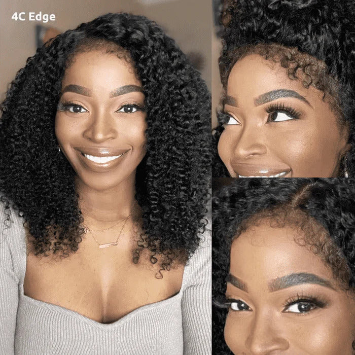 Short Bob Curly HD Lace Front Wig 4C Edges Curly Baby Hair Wigs 220% Density Flash Sale