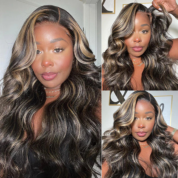 2 Wigs=$189|22 Inch 8X5 Highlight Body Wave Wig + 20 Inch 8X5 HD Lace Straight Wig