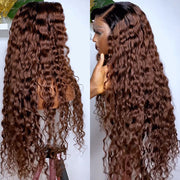 1B/4 Highlight Ombre Wig Chocolate Color Deep Wave Remy Human Hair Lace Front Wigs For Women