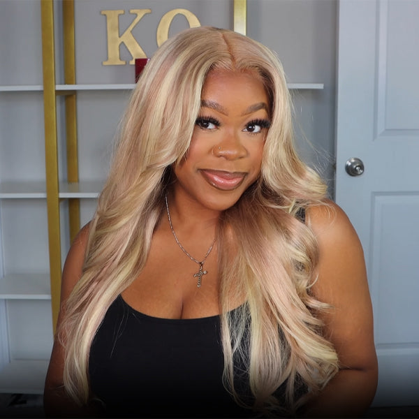 P4/613 Brown Wig With Blonde Highlights Straight & Body Wave HD Lace Front Wig Human Hair Wigs