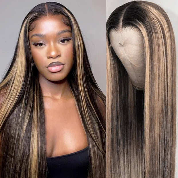 Balayage Pre Bleached Wear Go Upgraded 8x5 HD Lace Highlights Body Wave Pre Cut Wig 200% Density