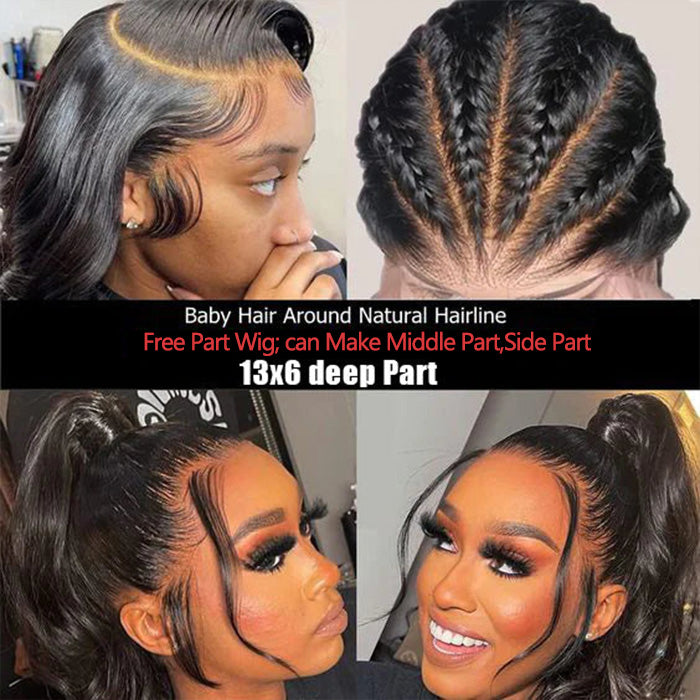 Water Wave 13x6 Full Lace Frontal Human Hair Wigs Water Wave HD Lace Wig With Pre-bleached Knots