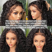 4C Edge Hairline丨Deep Wave 13x4 HD Lace Front Wig with Curly Edges Baby Hair Wigs