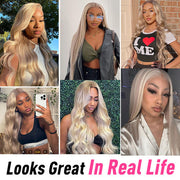 #P18/613 Highlight Blonde Body Wave Wig 13X4 HD Lace Front Human Hair Wigs 16-26 Inches