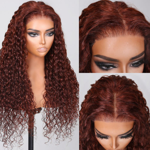 Wear Go Glueless Wigs 8*5 Pre Cut HD Lace Wig Reddish Brown Body Wave Wig Pre-Bleached