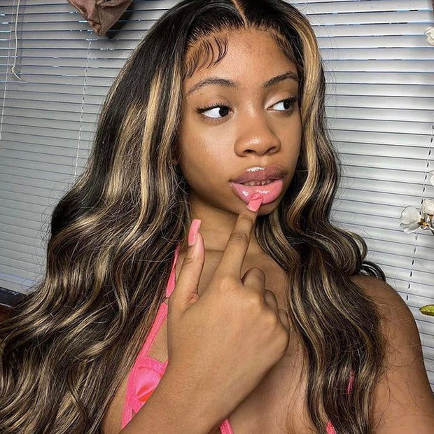 1B/27 Highlight Undetectable HD Lace Wig 13x4 Lace Front Wig Pre Plucked With Baby Hair Body Wave & Straight Humam Hair Wig