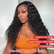 Glueless 8X5 Pre Cut HD Lace Wig Wear & Go Deep Wave & Straight Human Hair Wig 180% Density