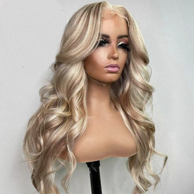 BOGO SALE|#P18/613 Highlight Blonde Body Wave Wig 13X4 HD Lace Front Human Hair Wigs 16-26 Inches
