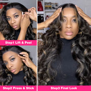 Pre All Everthing | Highlights 3D Body Wave Tiny Knots Pre Bleached Wear Go Upgraded 13X6 HD Lace Glueless Wig