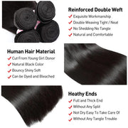 Brazilian Straight Hair 4 Bundles With Frontal 8A Grade Natural Color Hair Weaves