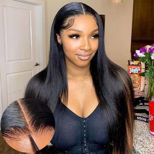 Pre Cut Pre Bleached & Pre Plucked Natural Hairline Straight Hair Wigs 8x5 HD Lace Wigs Pre All Everthing