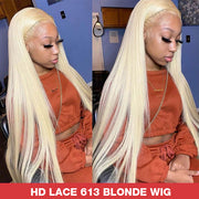 613 Blonde Straight Human Hair Lace Front Wigs For Women 13X4 HD Transparent Lace Wig With Baby Hair