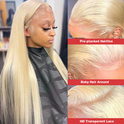 613 Blonde Straight Human Hair Lace Front Wigs For Women 13X4 HD Transparent Lace Wig With Baby Hair