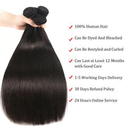 Brazilian Straight Hair 4 Bundles With Frontal 8A Grade Natural Color Hair Weaves