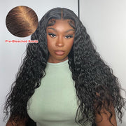 Pull Go 13X4 Pre Cut HD Lace Glueless Water Wave Wig Human Hair Wigs With Hidden Drawstring Pre Bleached Knots For Black Women