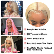 613 Blonde Straight Human Hair Lace Front Wigs For Women 13X4 HD Transparent Lace Wig With Baby Hair