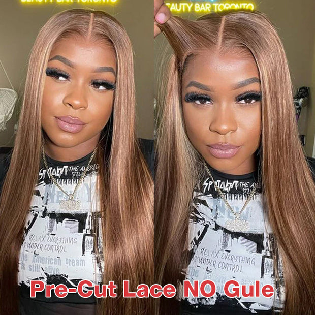 Invisible Hd Lace Wear & Go Glueless Wigs Ombre Highlights #412 Straight Human Hair 4x4 Closure Wig