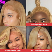 #27 Color Honey Blonde Body Wave 13x4 HD Lace Front Wig Ombre Human Hair Wigs