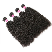 Brazilian Kinky Curly Hair 4 Bundles With Lace Frontal 100% Virgin Human Hair Weaves